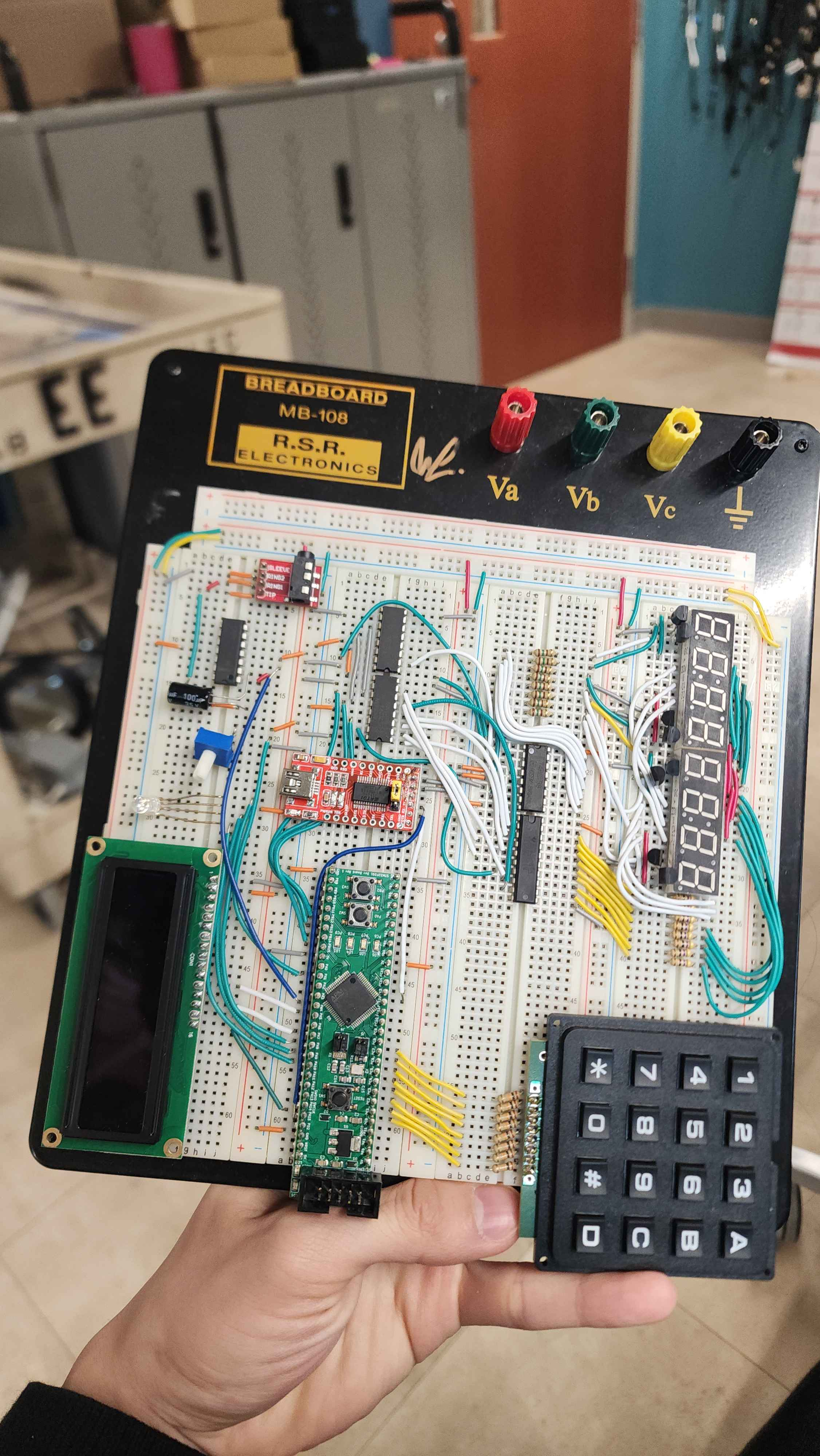 breadboard with ECE 362 lab on it